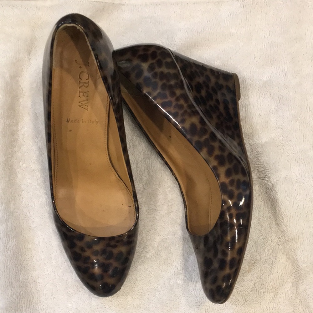 JCREW leopard wedges